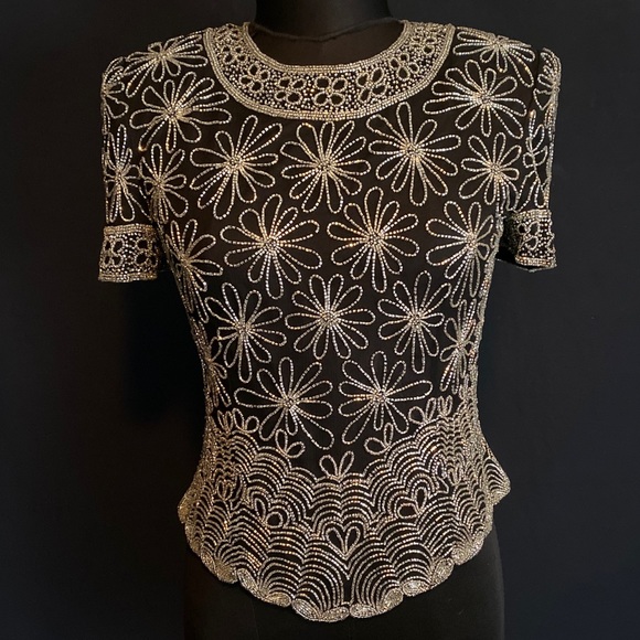 Papell Boutique Tops - Sold Papelle Boutique Evening Silk Beaded Top